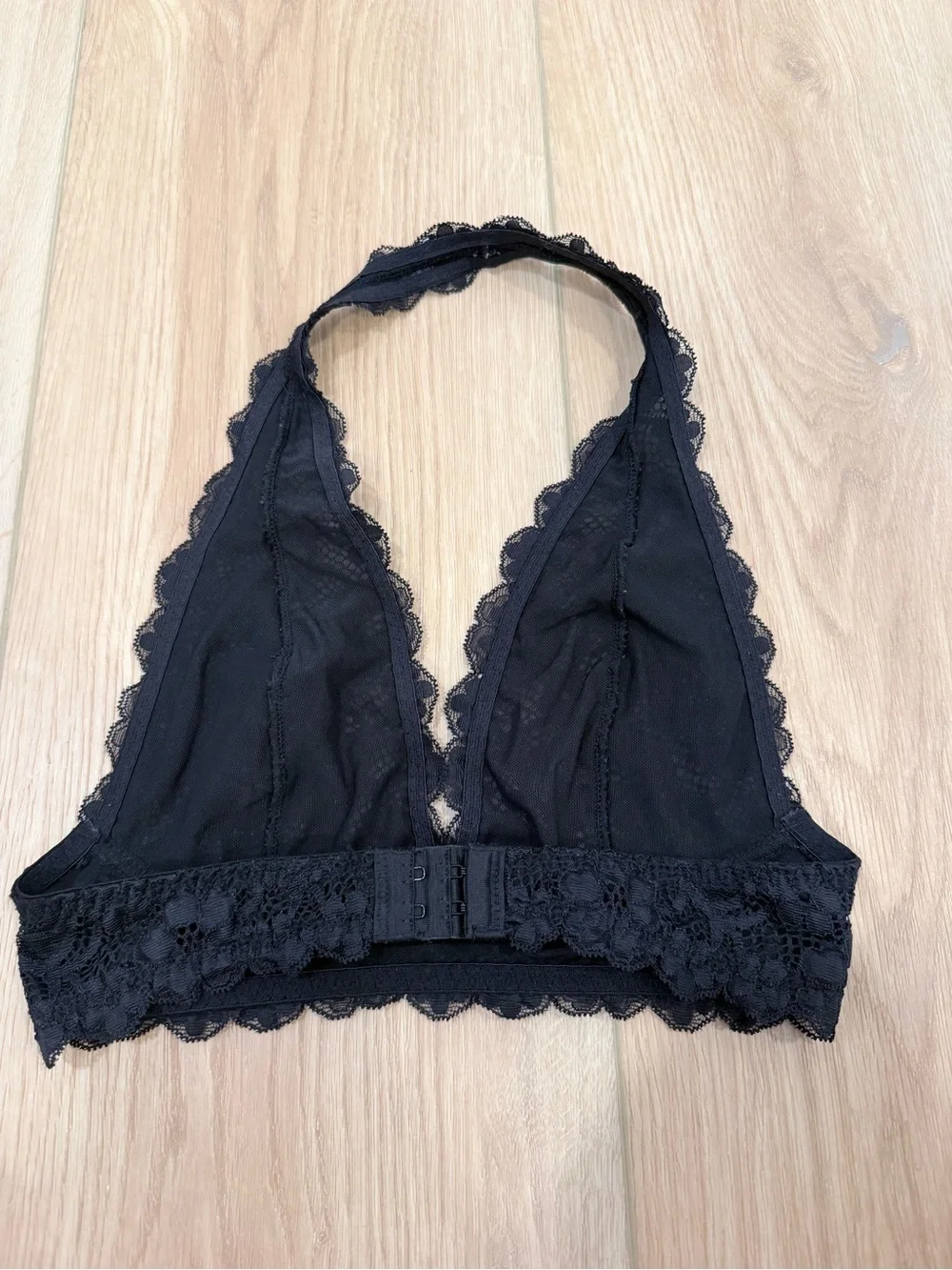 Free People Black Lace Halter Bralette
